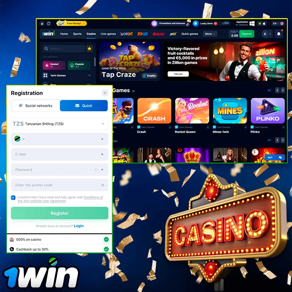 Instructions on how to start playing at 1Win Casino